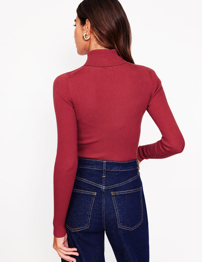 Catriona Roll Neck Jumper-Red Liquorice