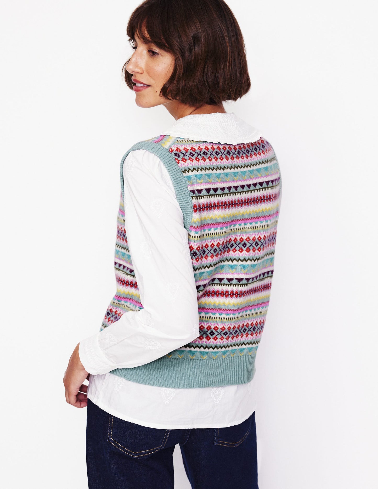 Edie Fair Isle Waistcoat-Blue, Heritage Fair Isle