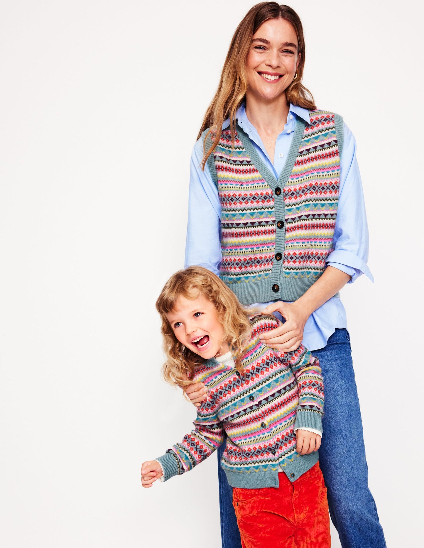 Edie Fair Isle Waistcoat-Blue, Heritage Fair Isle