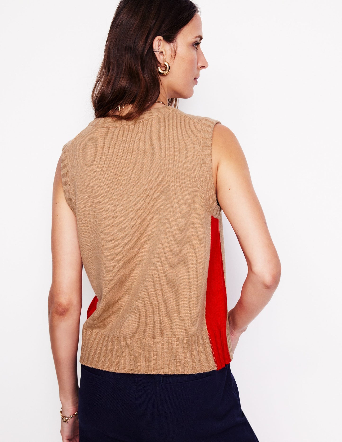 Zia Knitted Waistcoat-Camel Melange