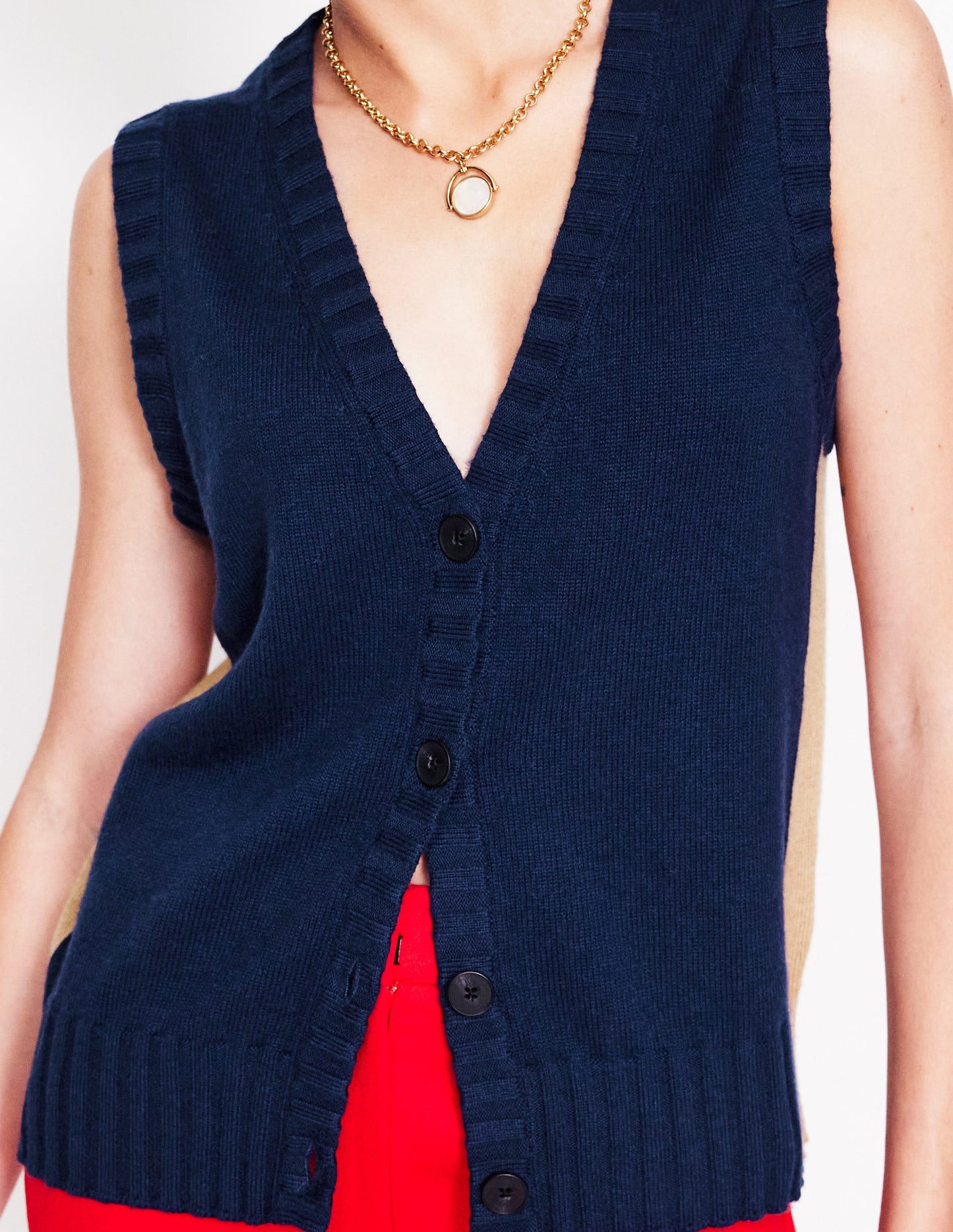 Zia Knitted Waistcoat-Navy