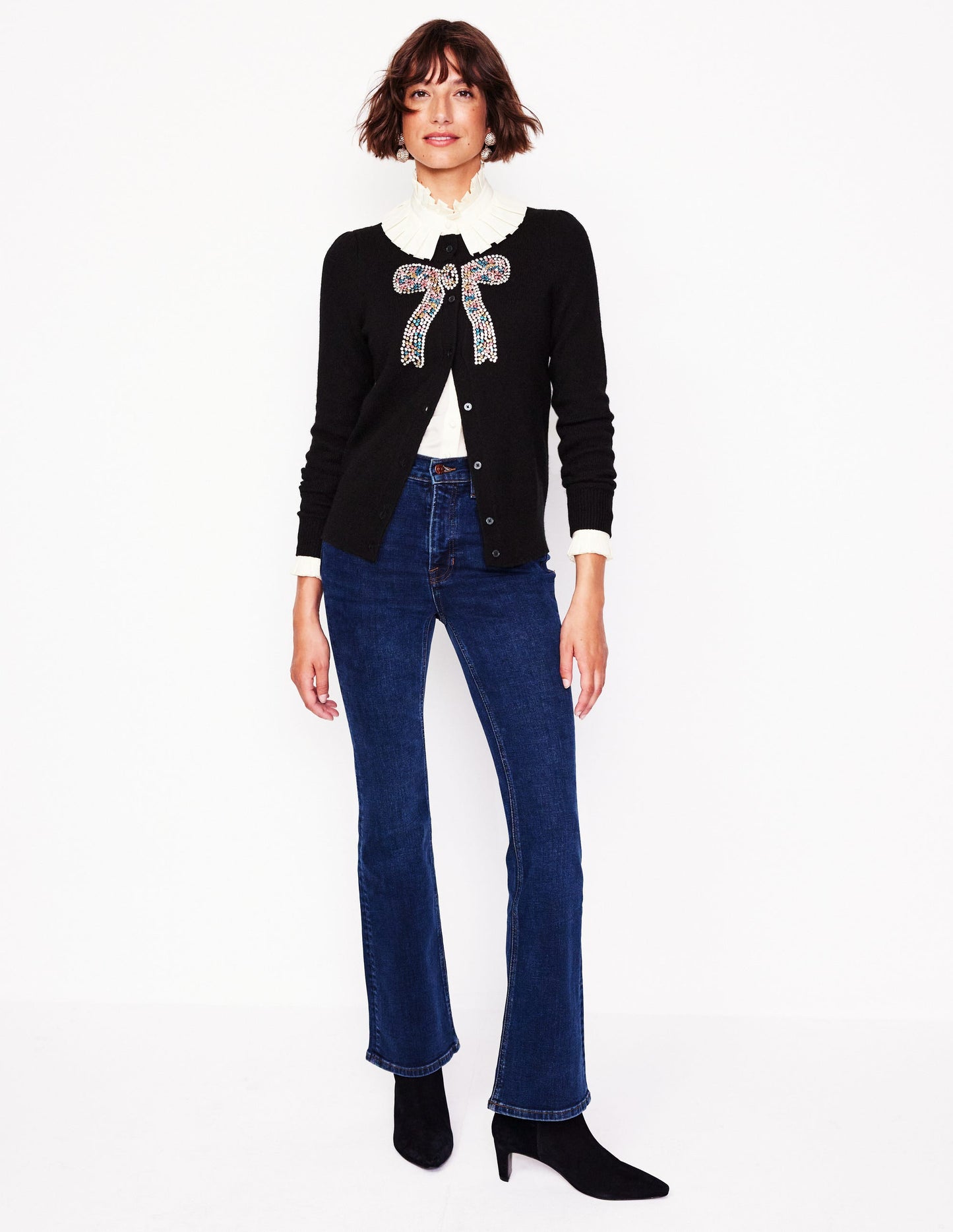 Fenella Embellished Cardigan-Black