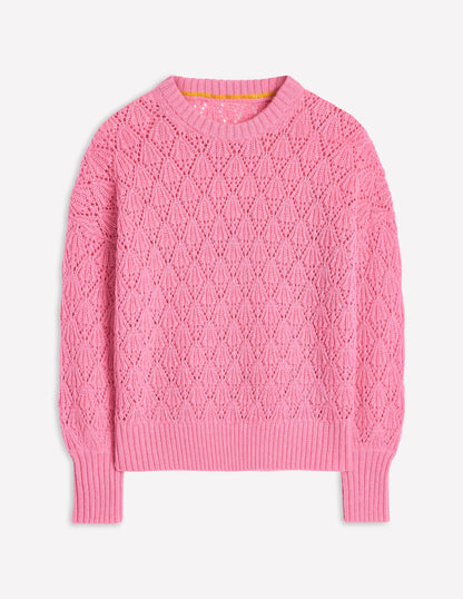 Chunky Pointelle Sweater-Old Rose Pink