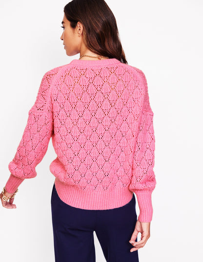 Chunky Pointelle Sweater-Old Rose Pink