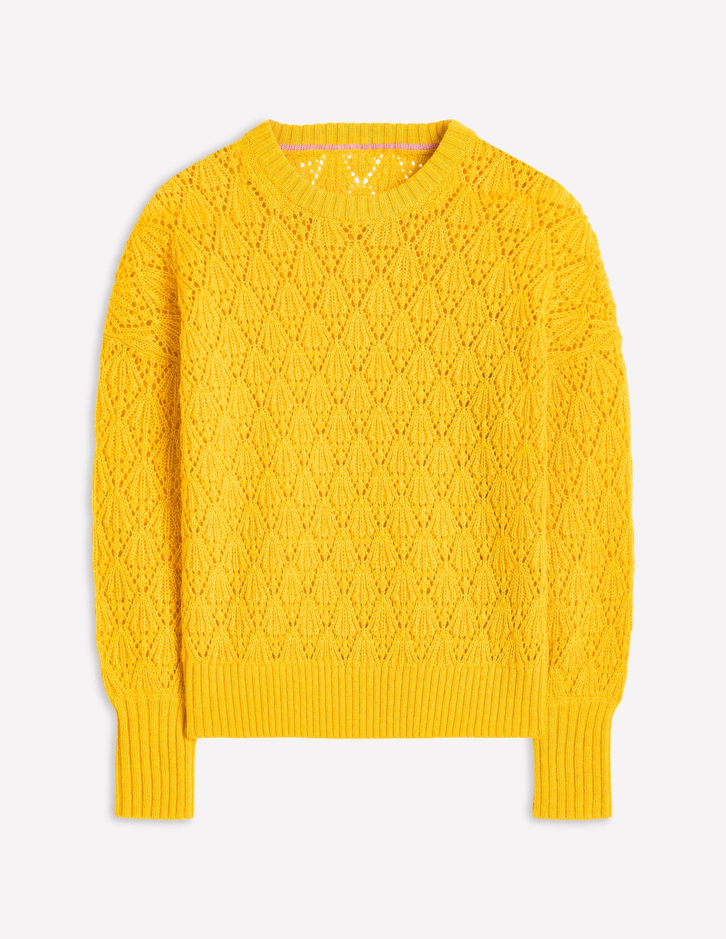 Chunky Pointelle Sweater-Pineapple Yellow