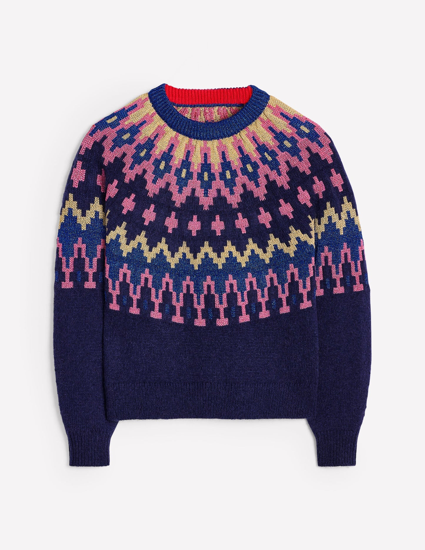 Kat Sparkly Fair Isle Sweater-Navy