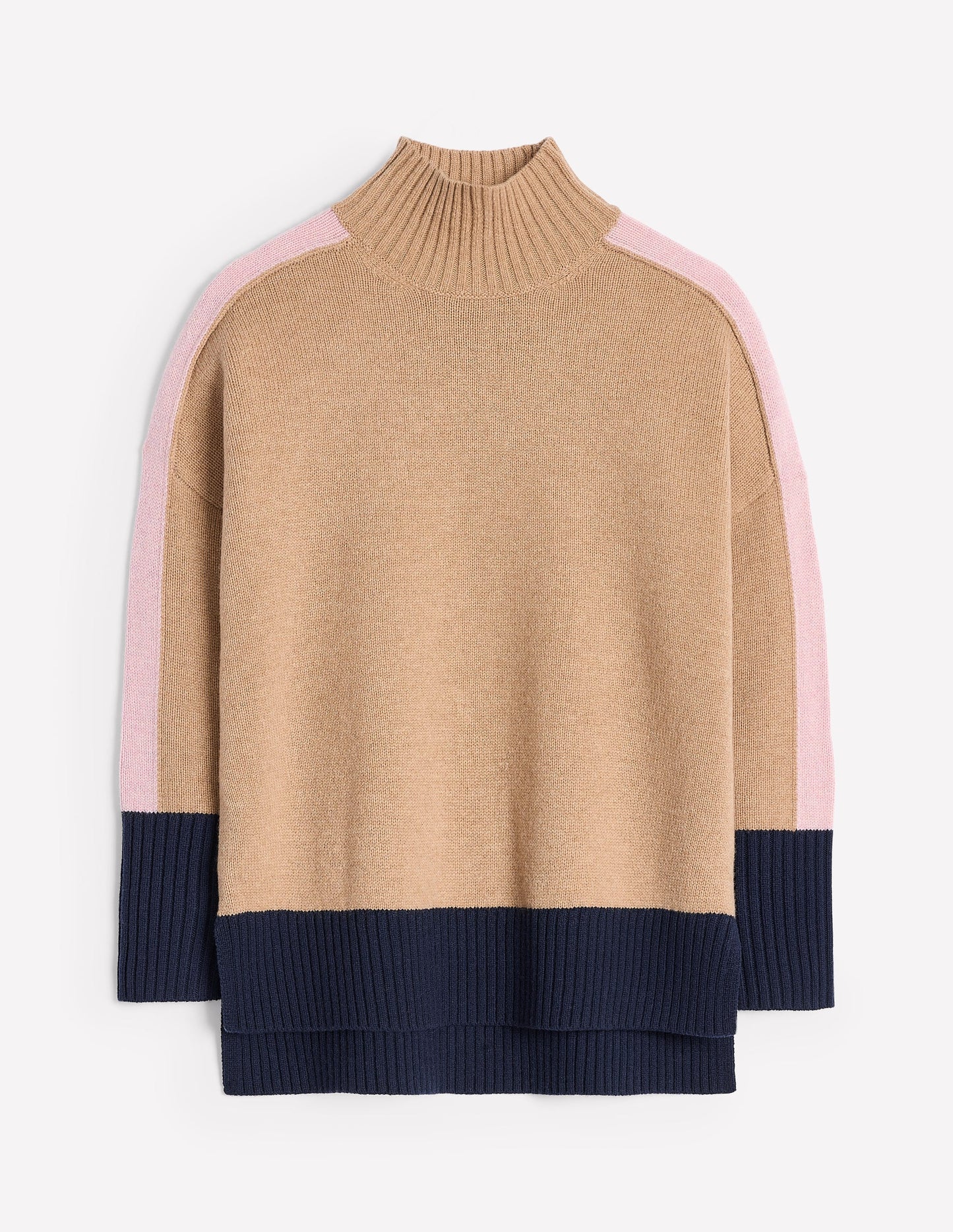 Jessica Oversized Sweater-Camel Melange, Colour Block