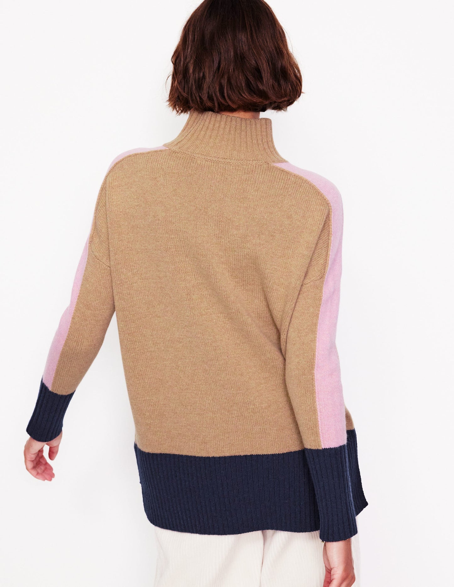 Jessica Oversized Sweater-Camel Melange, Colour Block