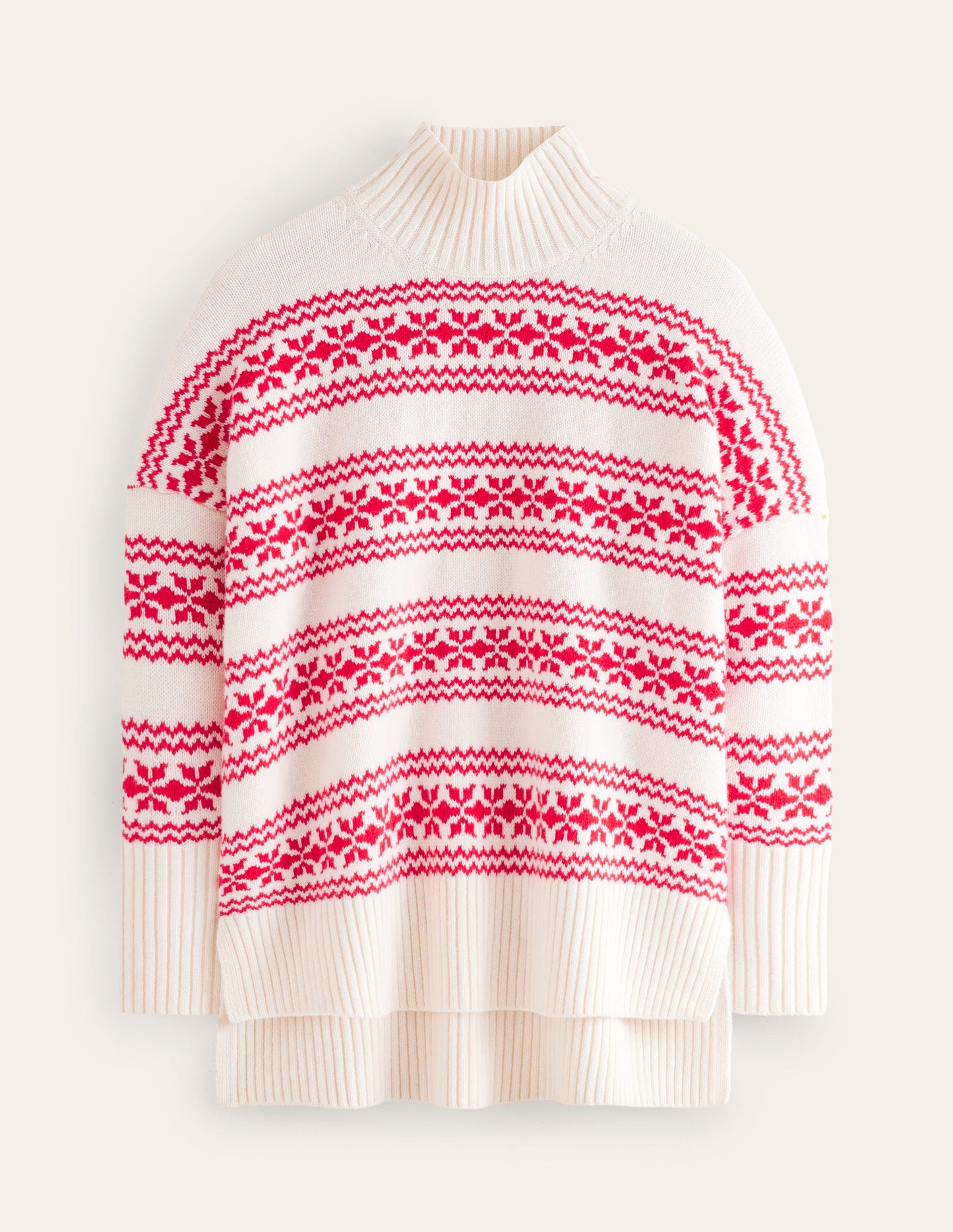 Jessica Oversized Sweater-Red Fair Isle