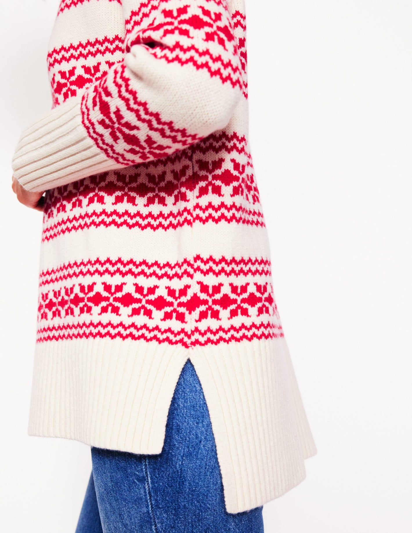 Jessica Oversized Sweater-Red Fair Isle