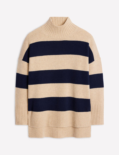 Jessica Oversized Sweater-Chinchilla Melange, Navy