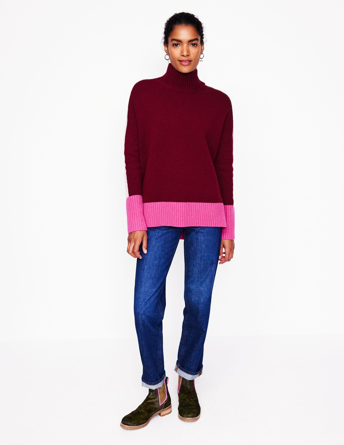 Jessica Oversized Sweater-Deep Wisteria, Colour Block