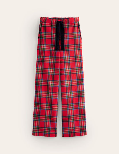 Brushed Cotton Pajama Pants-Red and Blue Check