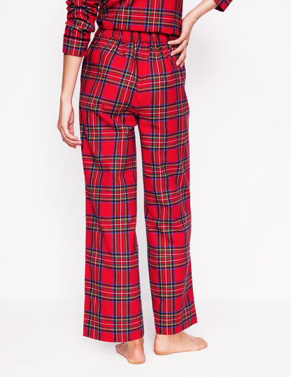 Brushed Cotton Pajama Pants-Red and Blue Check