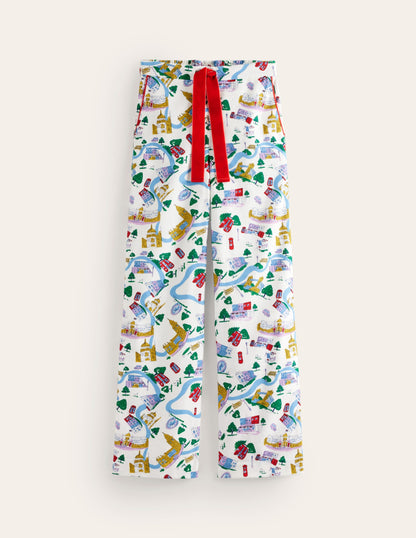 Brushed Cotton Pajama Pants-Multi, London Town