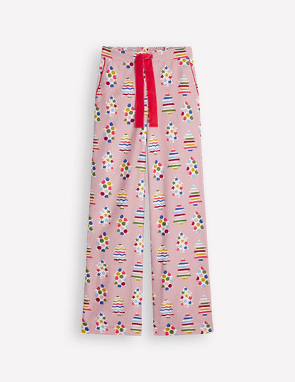 Brushed Cotton Pajama Pants-Quartz, Christmas Trees