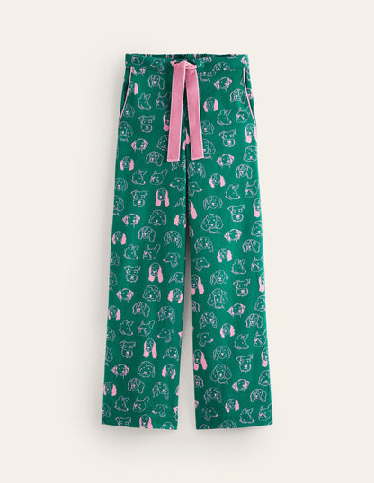 Brushed Cotton Pajama Pants-Malachite, Dogs