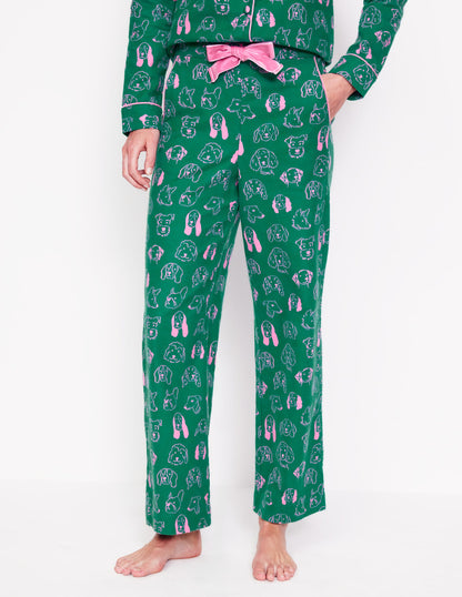 Brushed Cotton Pajama Pants-Malachite, Dogs