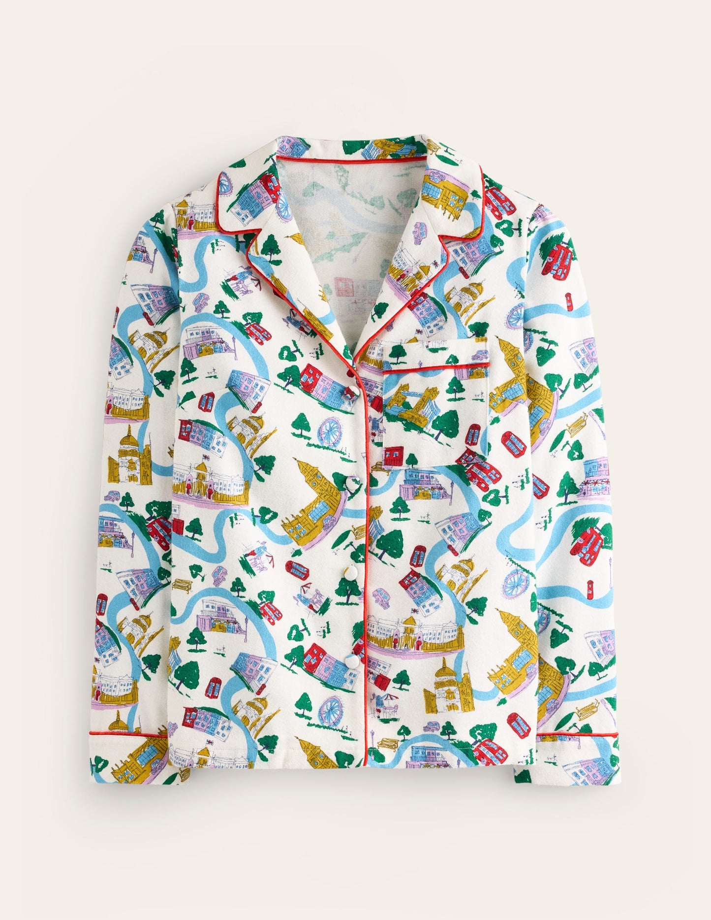 Brushed Cotton Pajama Shirt-Multi, London Town