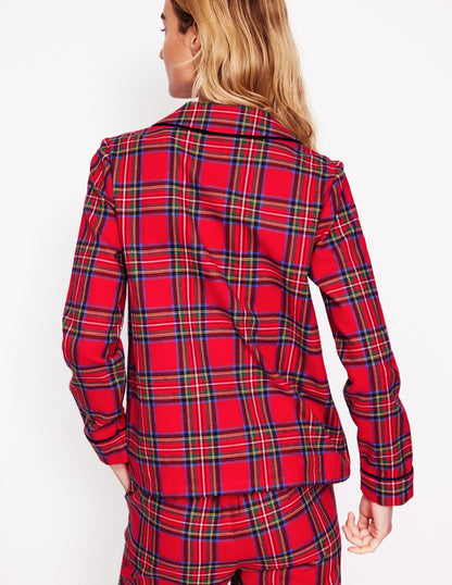 Brushed Cotton Pajama Shirt-Red and Blue Check