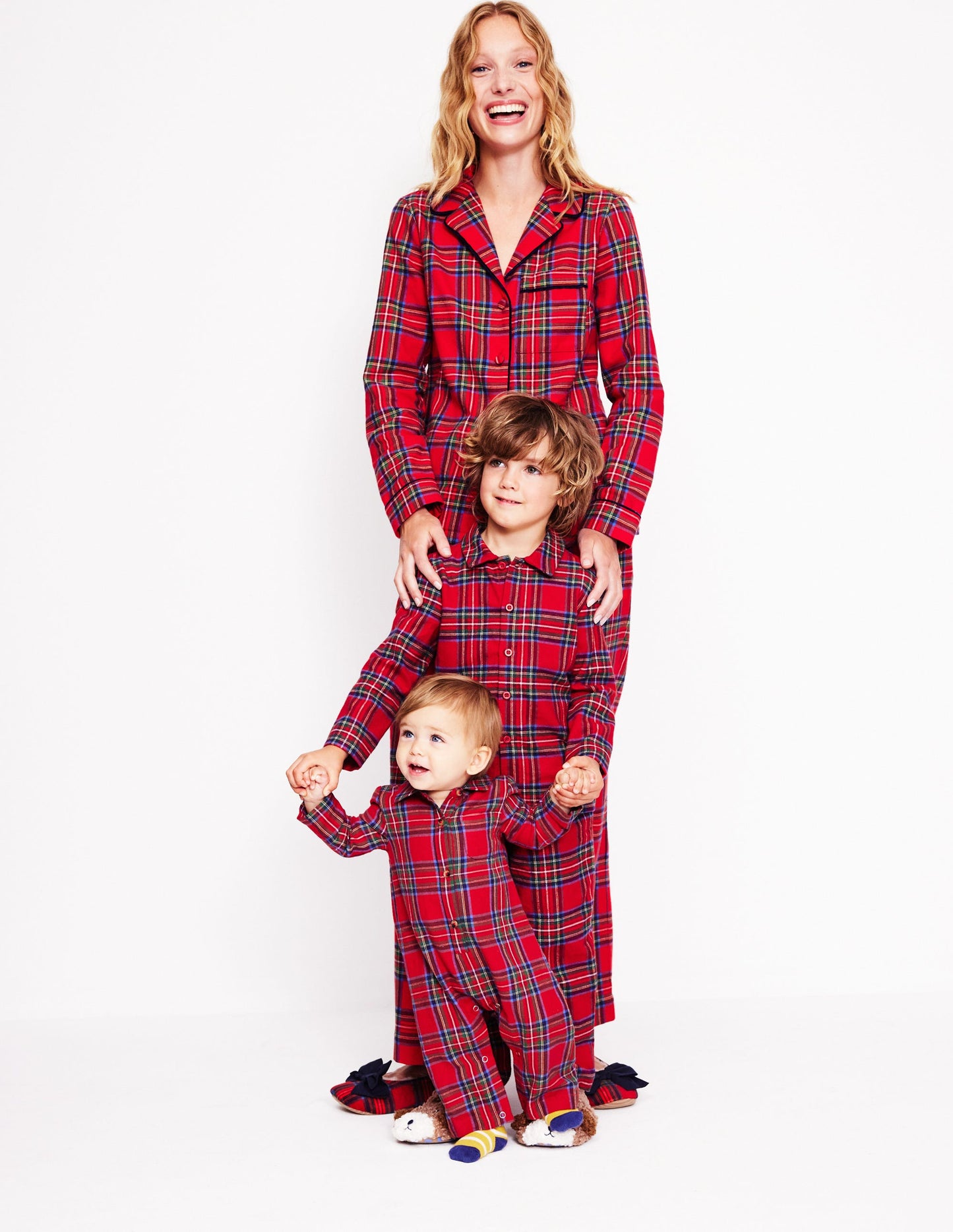 Brushed Cotton Pajama Shirt-Red and Blue Check