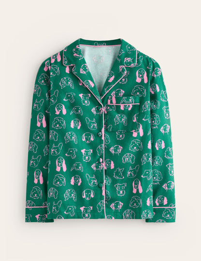 Brushed Cotton Pajama Shirt-Malachite, Dogs