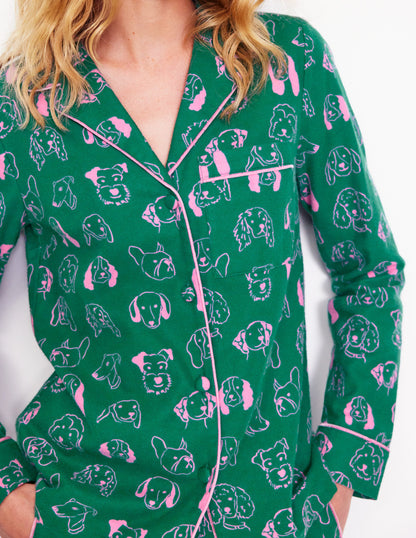 Brushed Cotton Pajama Shirt-Malachite, Dogs