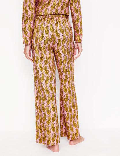 Cotton Sateen Pajama Trousers-Ceylon Yellow, Tiger