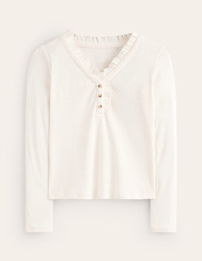 Henley Pajama Top-Ivory