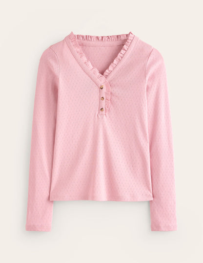 Henley Pajama Top-Pink