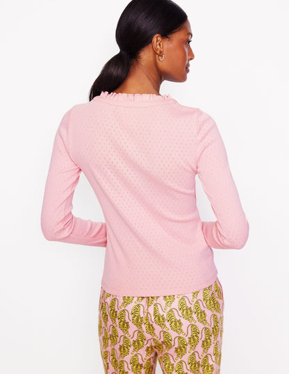 Henley Pajama Top-Pink