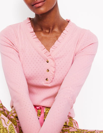 Henley Pajama Top-Pink