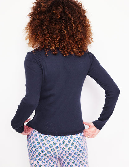 Henley Pajama Top-Navy