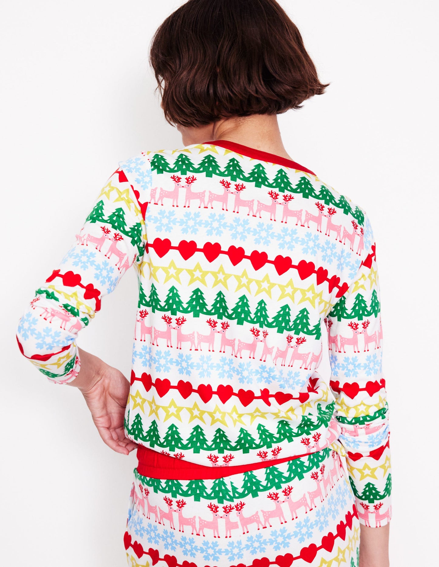 Jersey Pajama Long Sleeve Top-Multi, Gingerbread Fairisle