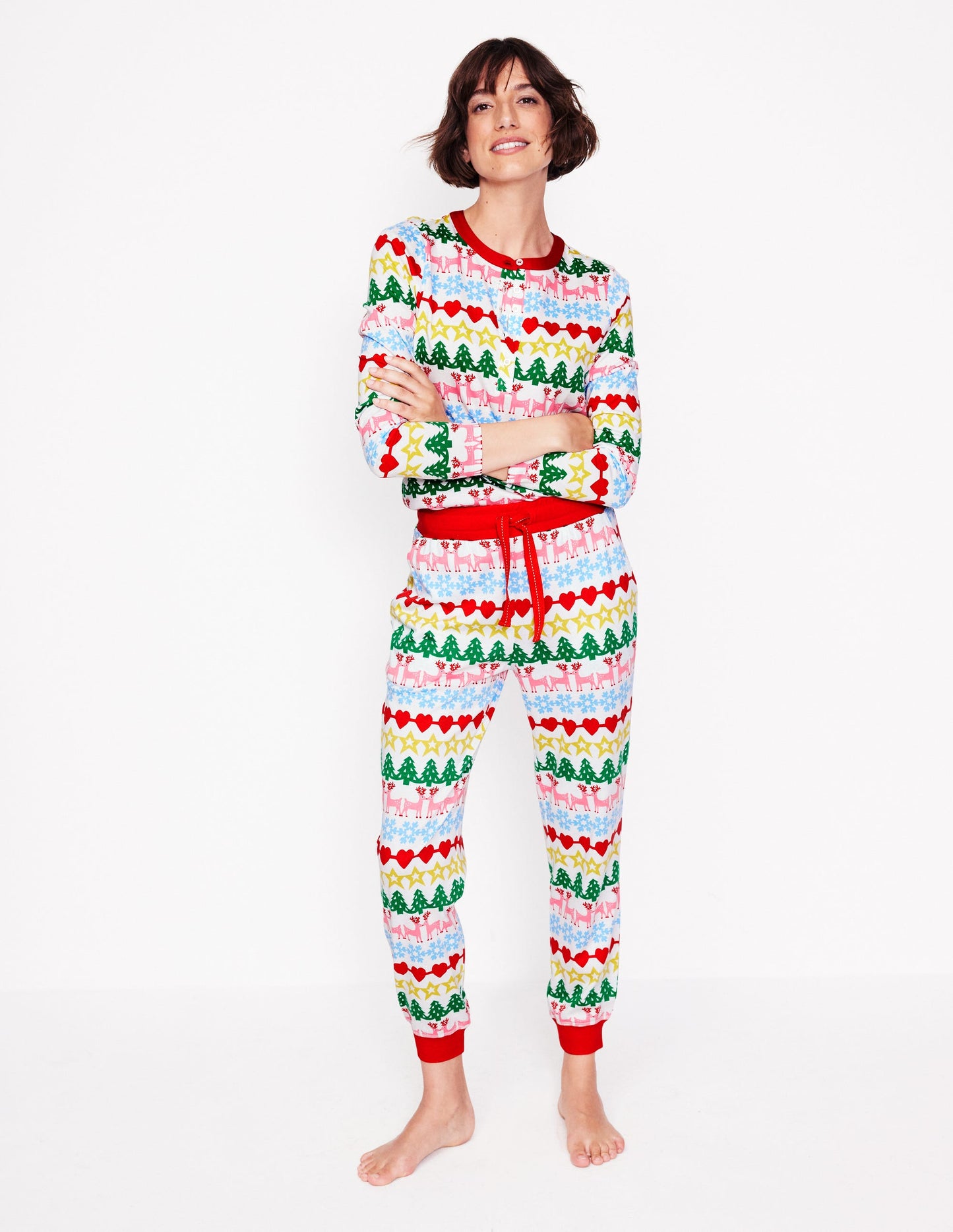 Jersey Pajama Long Sleeve Top-Multi, Gingerbread Fairisle