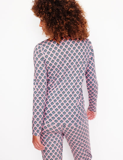 Jersey Pajama Long Sleeve Top-Quartz, Pome Stamp