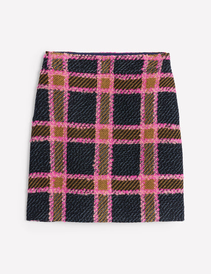 Estella Check Skirt-Sapphire, Azure Geo