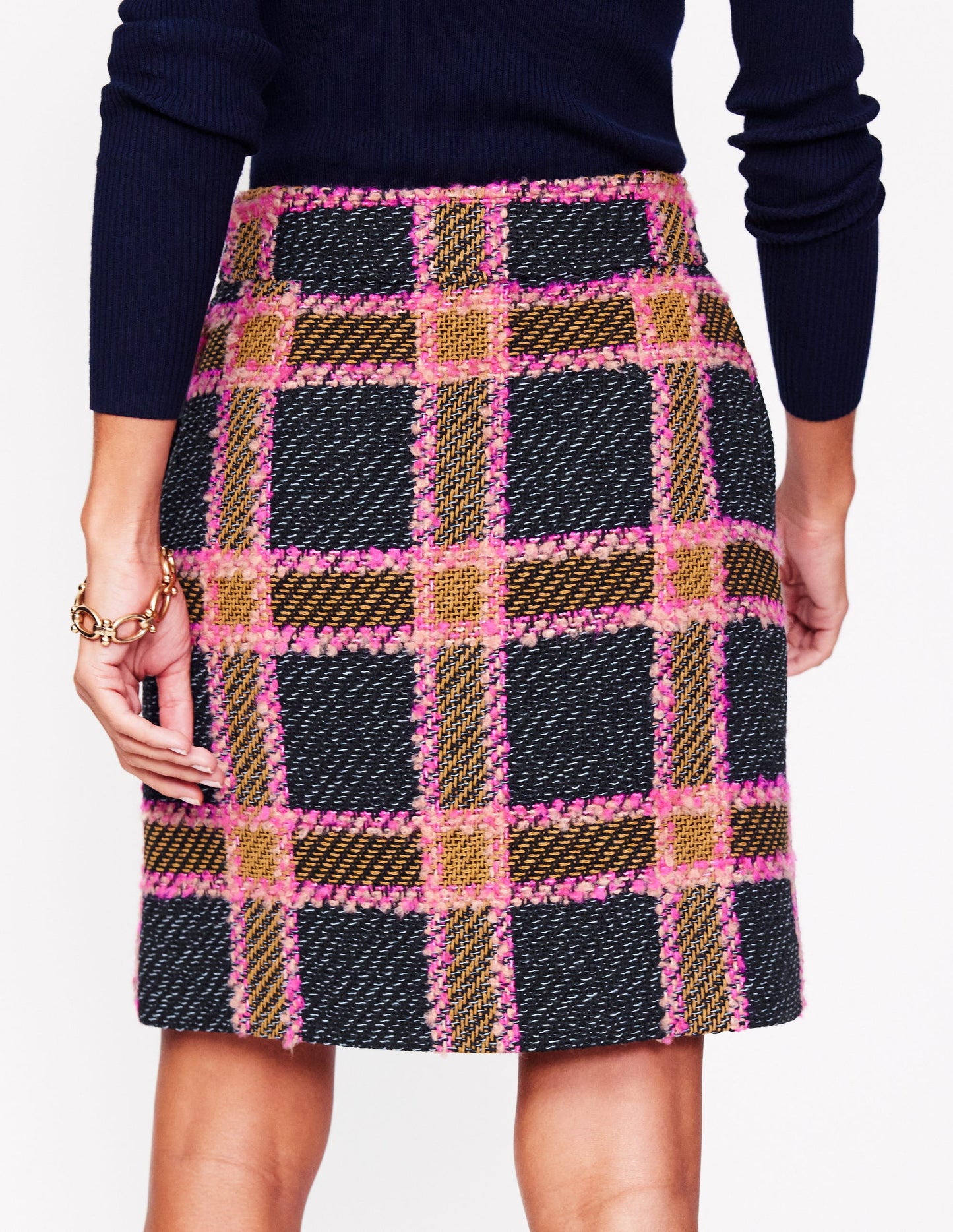 Estella Check Skirt-Sapphire, Azure Geo