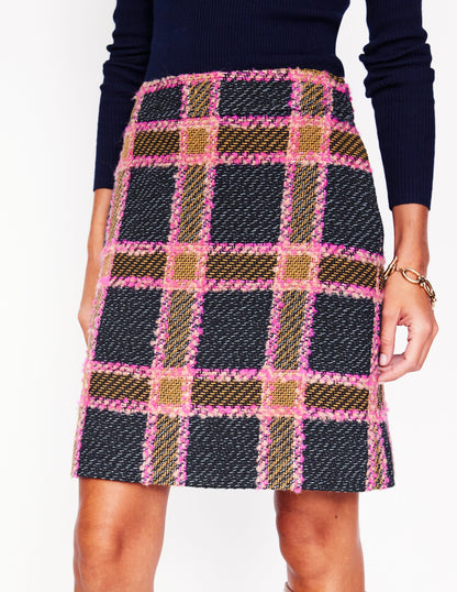 Estella Check Skirt-Sapphire, Azure Geo