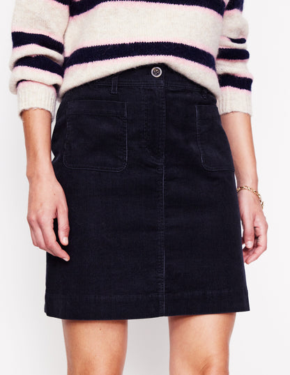 Estella Cord Skirt-Navy