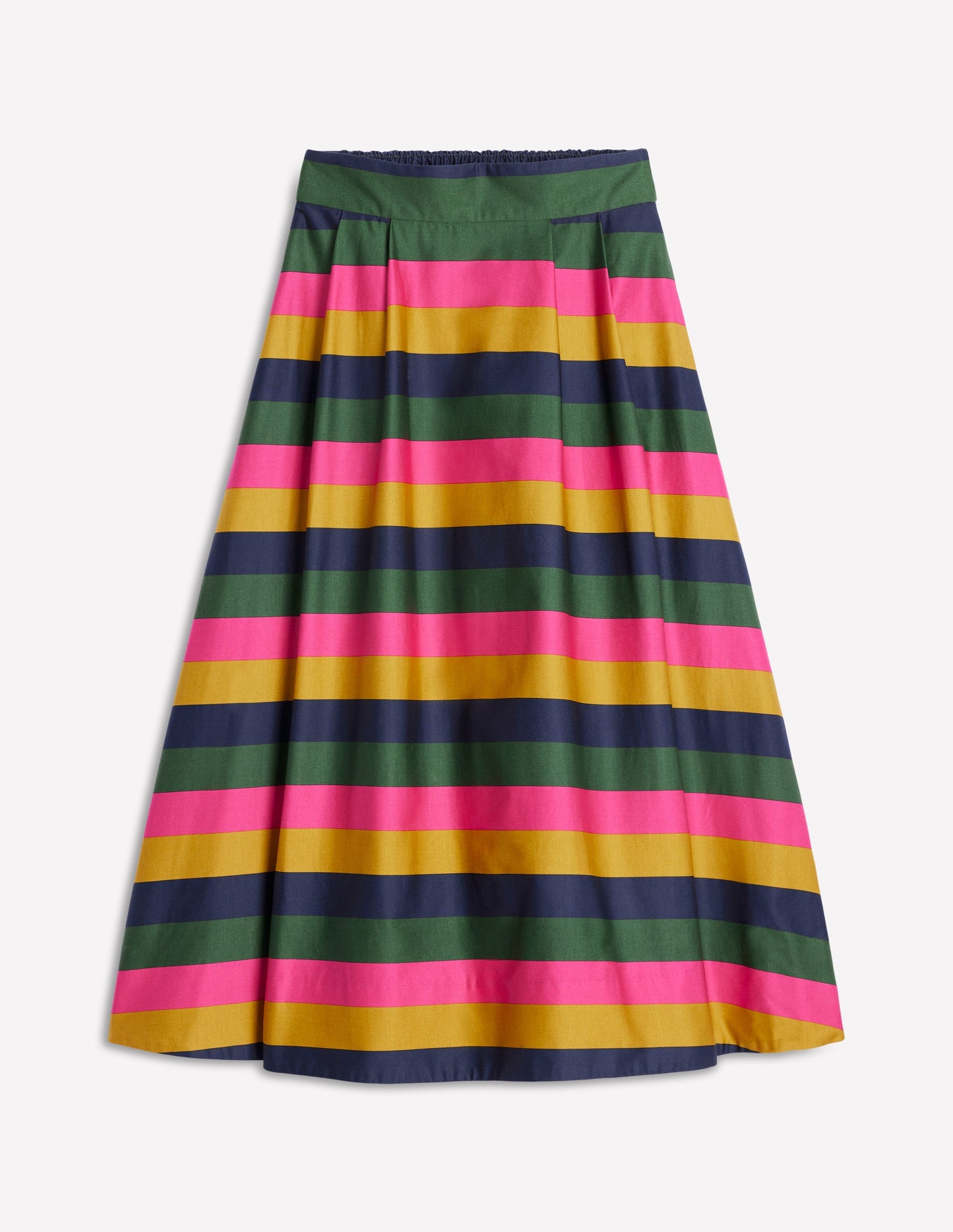 Isabella Cotton Sateen Skirt-Pine, Multi Stripe