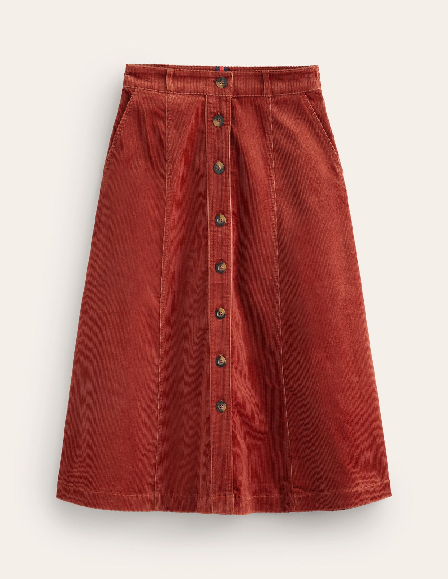 Davina Cord Midi Skirt-Rust