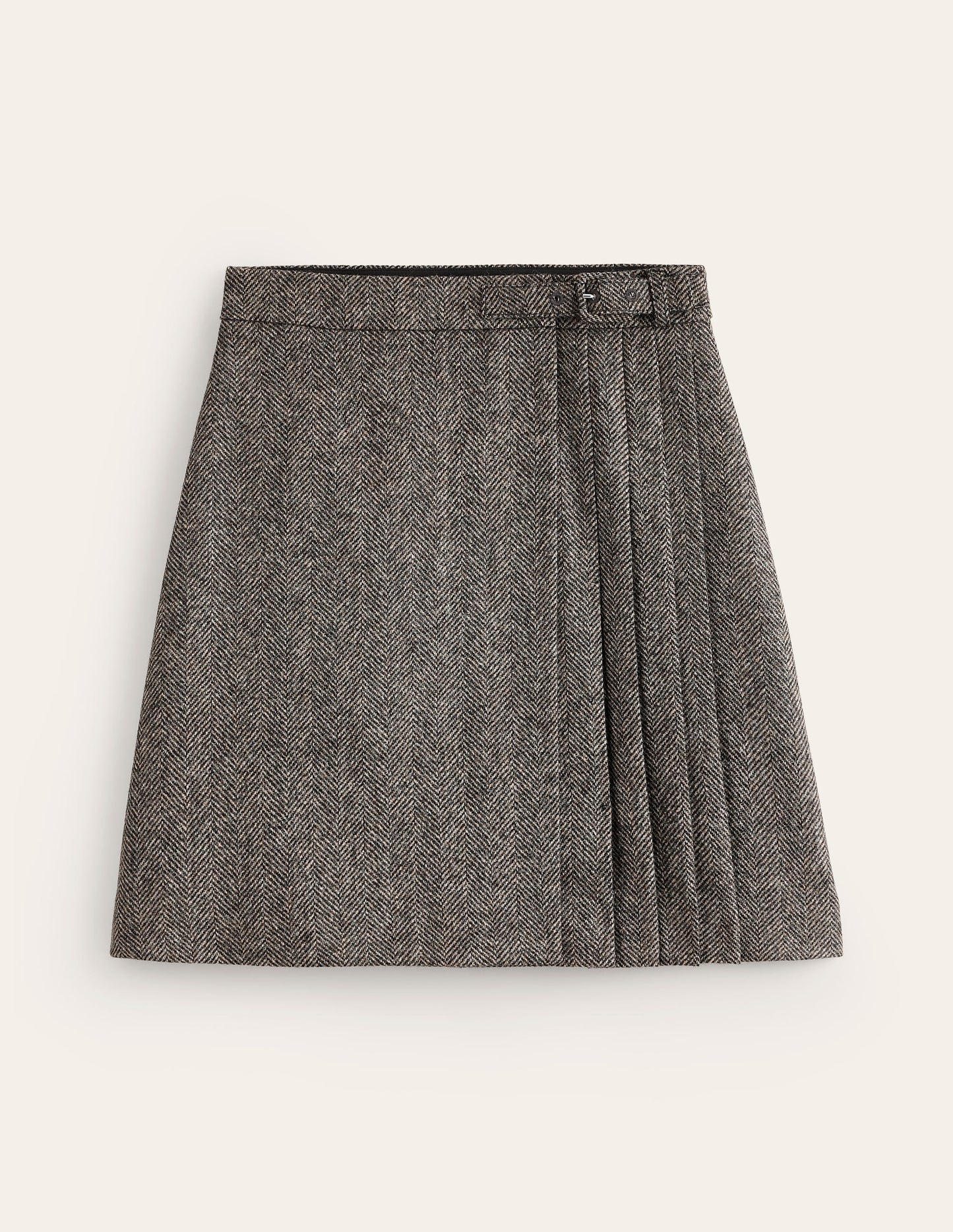 Helen Buckled Kilt-Brown Herringbone