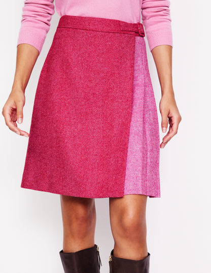 Helen Buckled Kilt-Pink Herringbone