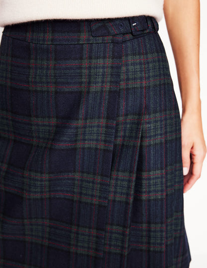 Helen Buckled Kilt-Navy and Green Check