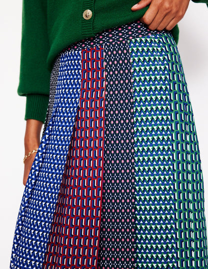 Knife Pleat Midi Skirt-Multi, Geo Mix