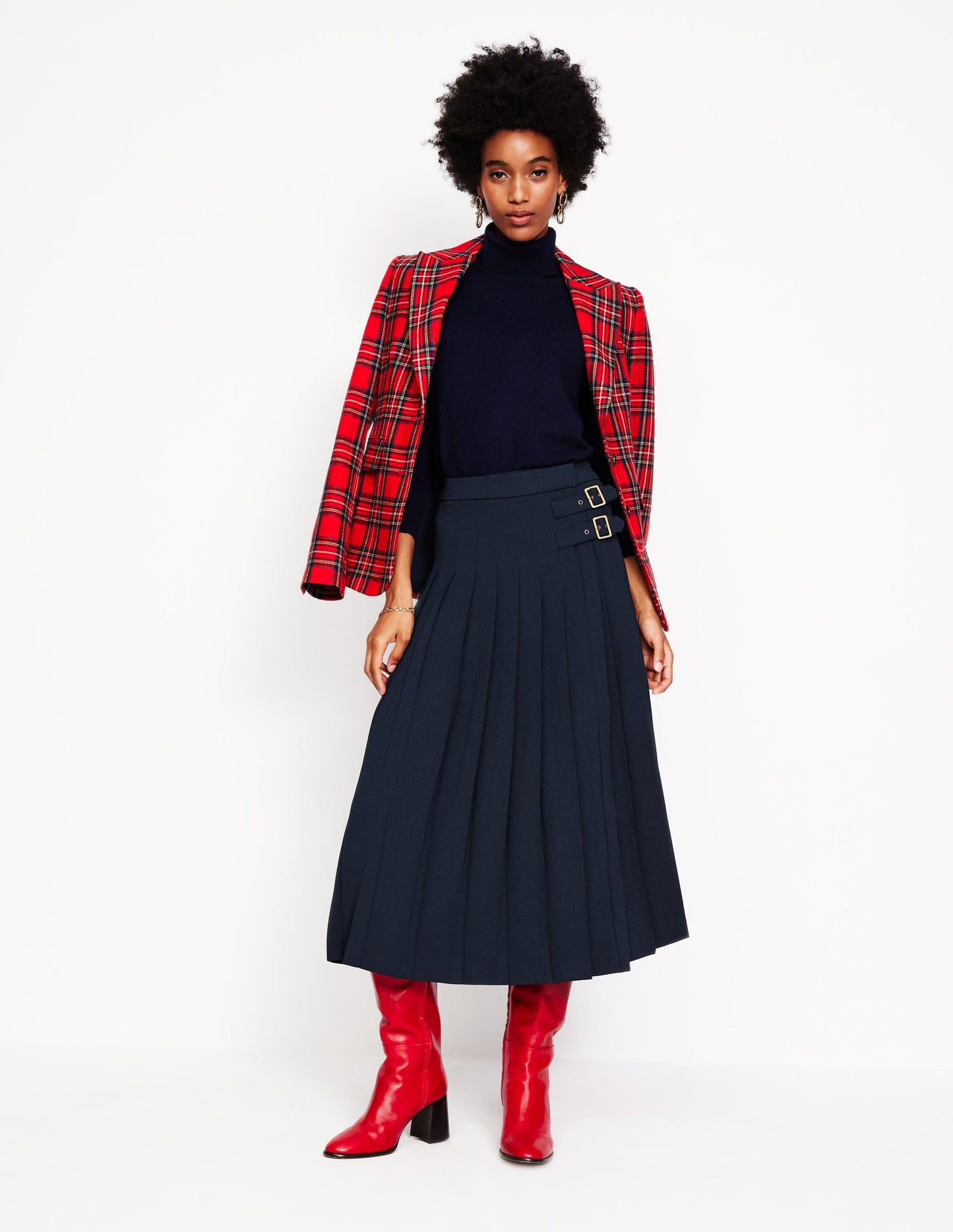 Josephine Midi Kilt-Navy