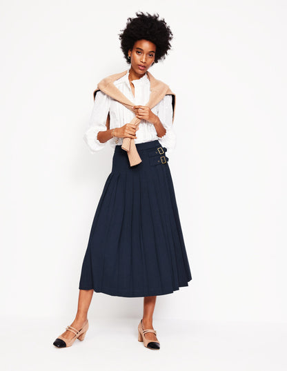 Josephine Midi Kilt-Navy