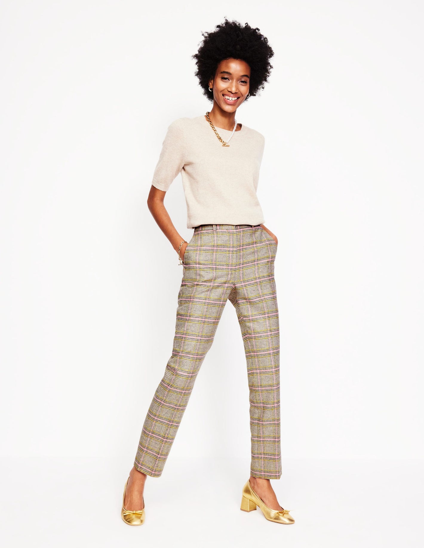 Kew Wool Blend Pants-Prince of Wales Check