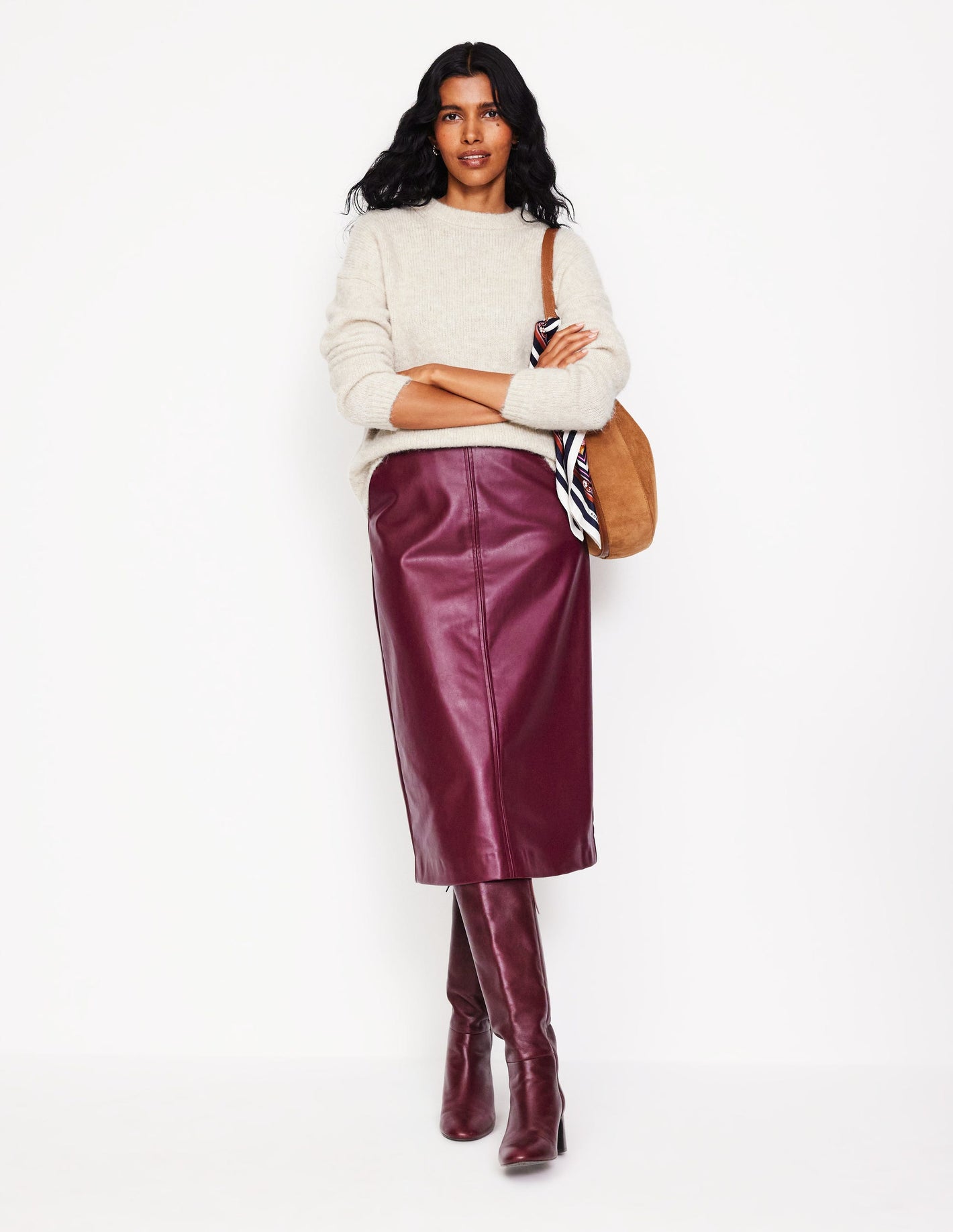 PU Straight Skirt-Ox Blood